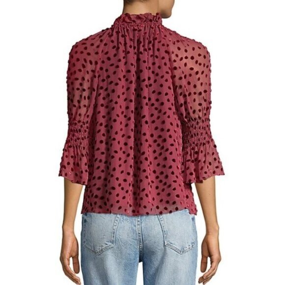 🎁 Rebecca Taylor Velvet Dot Blouse - Picture 2 of 8